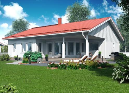 № 1056 Купить Проект дома Валокари 115-134. Закажите готовый проект № 1056 в Кемерово, цена 41400 руб.